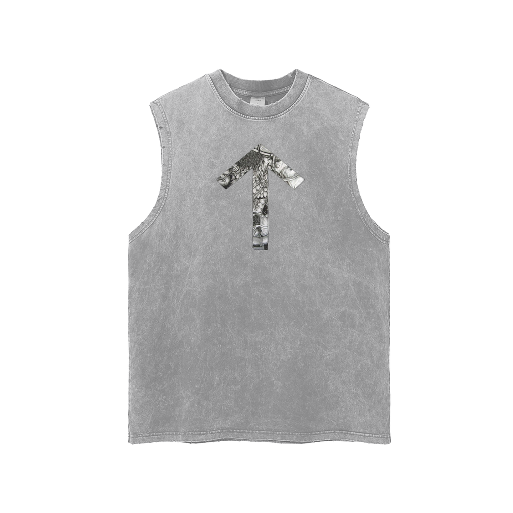 Snow Washed Frayed Hem Tank Top