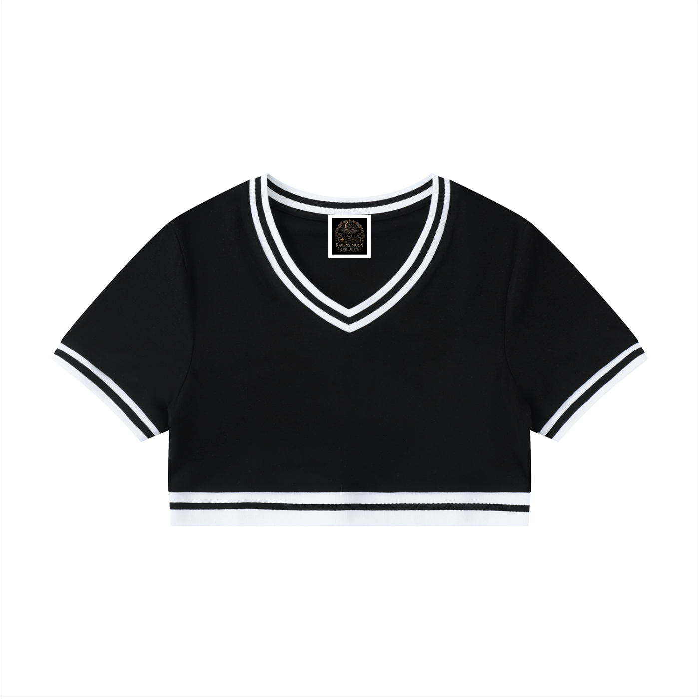Women's Color Block V-Neck Crop T-Shirt
