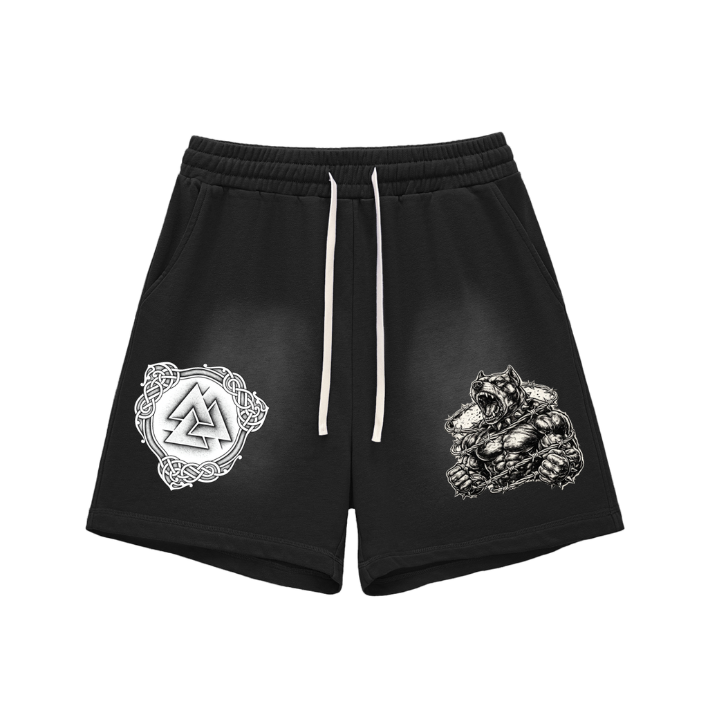 Sun Fade Raw Edge Cotton Shorts