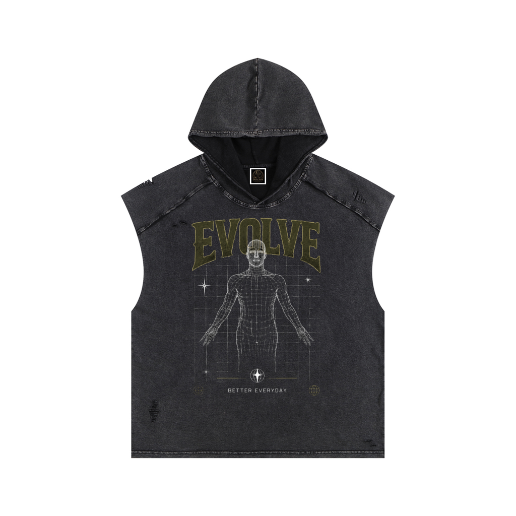 Snow Washed Boxy Hooded Tank Top